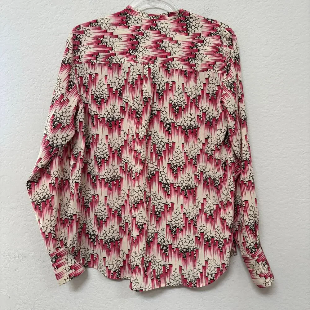 Isabel Marant Amba Printed Silk Blend Popover Shirt Blouse Pink FR 38 / US 6 - Picture 3 of 5